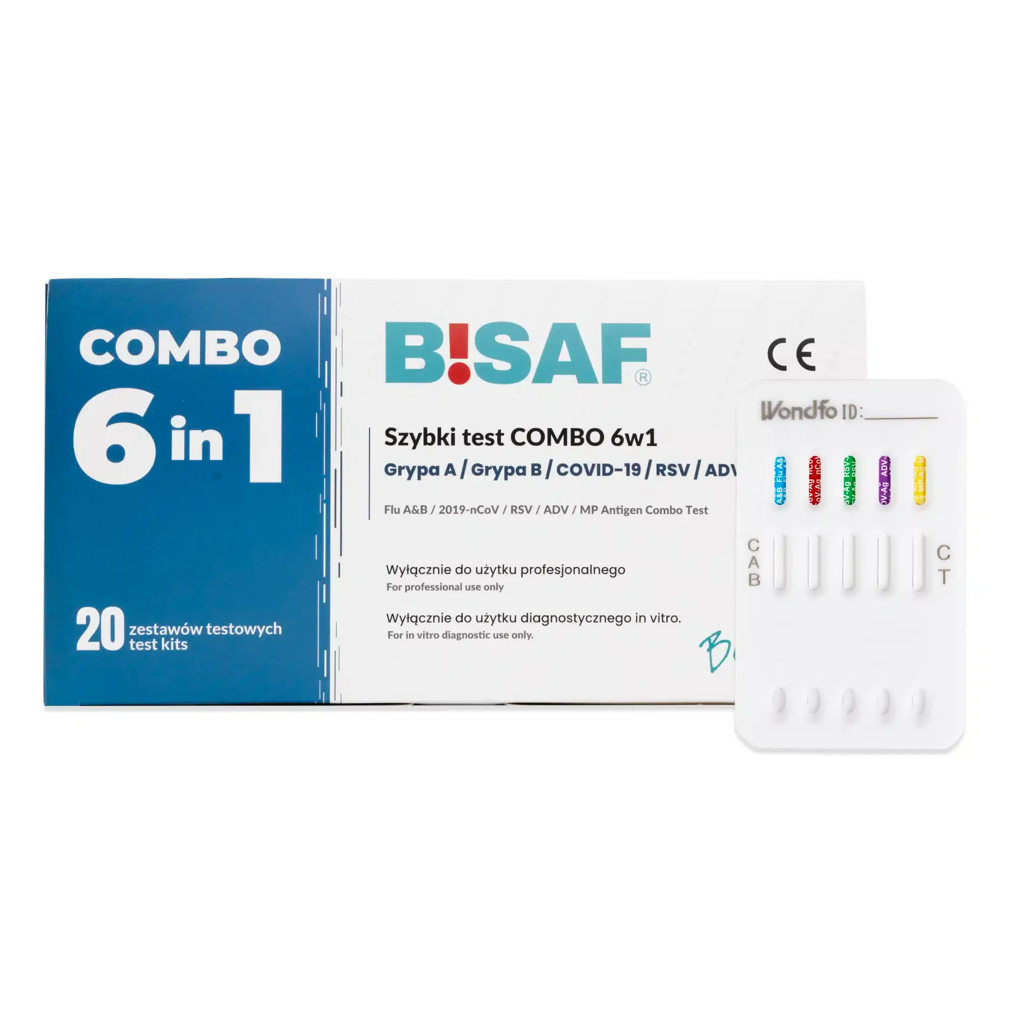 Combo 6w1 Oddechowe Covid/Grypa A+B/RSV/Adeno/Mycoplasma BISAF Profesjonalne