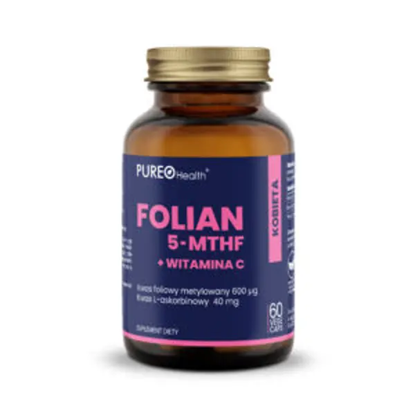 Pureo Health Kwas foliowy 5-MTHF + wit C, 60 kapsułek Pureo Health