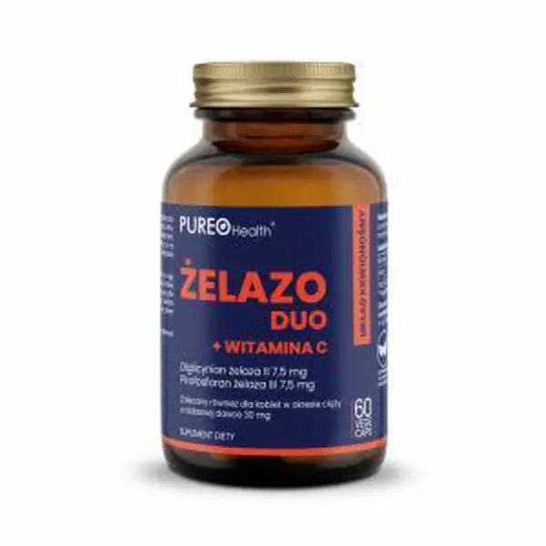 Pureo Health Żelazo duo + wit. C, 60 kapsułek Pureo Health