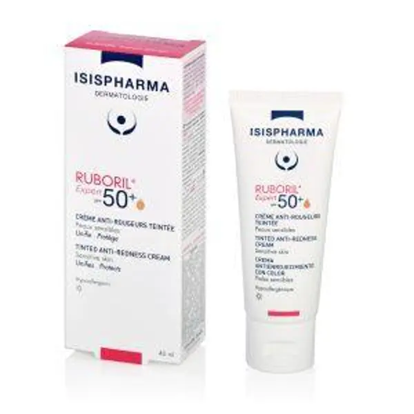 ISISPHARMA RUBORIL EXPERT SPF 50+, krem ochronny do skóry naczynkowej, delikatnie koloryzujący, 40 ml ISISPHARMA