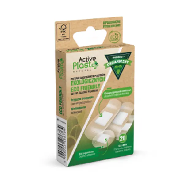Active Plast Natural zestaw plastrów EKOLOGICZNYCH, 20 szt. (5-7x2cm, 5-6x2cm, 5-4x1cm, 5-Ø2,5cm) Active Plast