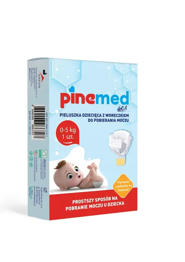 PINEMED pieluszka dziecięca z woreczkiem do pobierania moczu, 0-5 kg, 1 szt. Pine