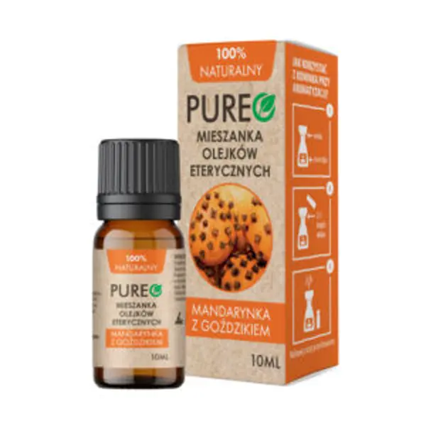 Pureo mieszanka naturalnych olejków eterycznych Mandarynka z goździkiem, 10 ml Pureo