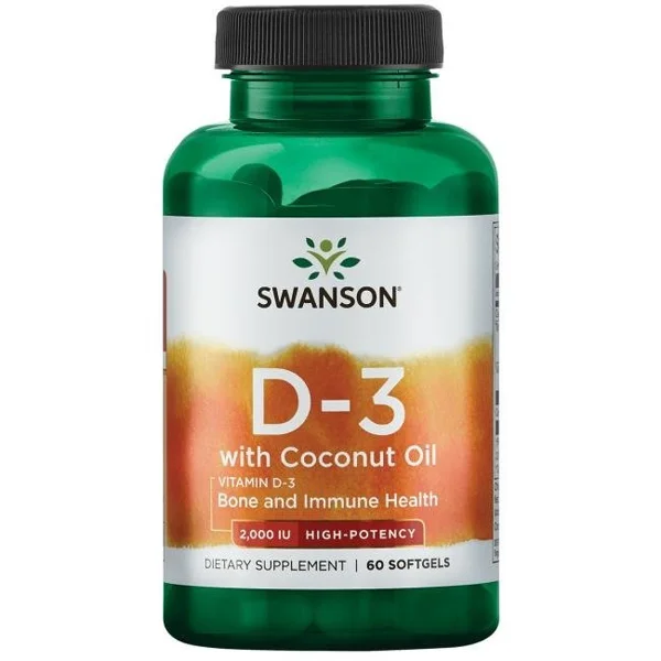 SWANSON D 3 WITH COCONUT OIL 2000IU 60 kap Swanson