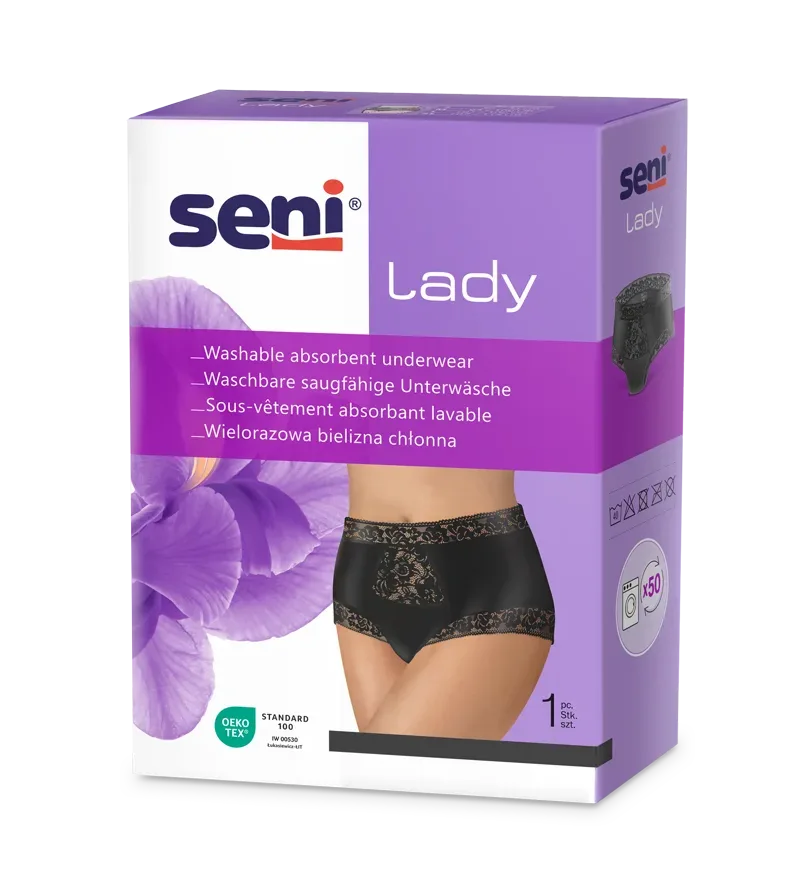 NOWOŚĆ Wielorazowa bielizna chłonna Seni Lady, XL, czarna, A1 Seni