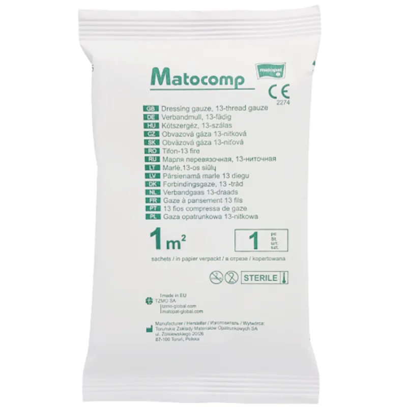 Matocomp Gaza opatrunkowa jałowa 13 nitkowa 0,25 m2 Matopat