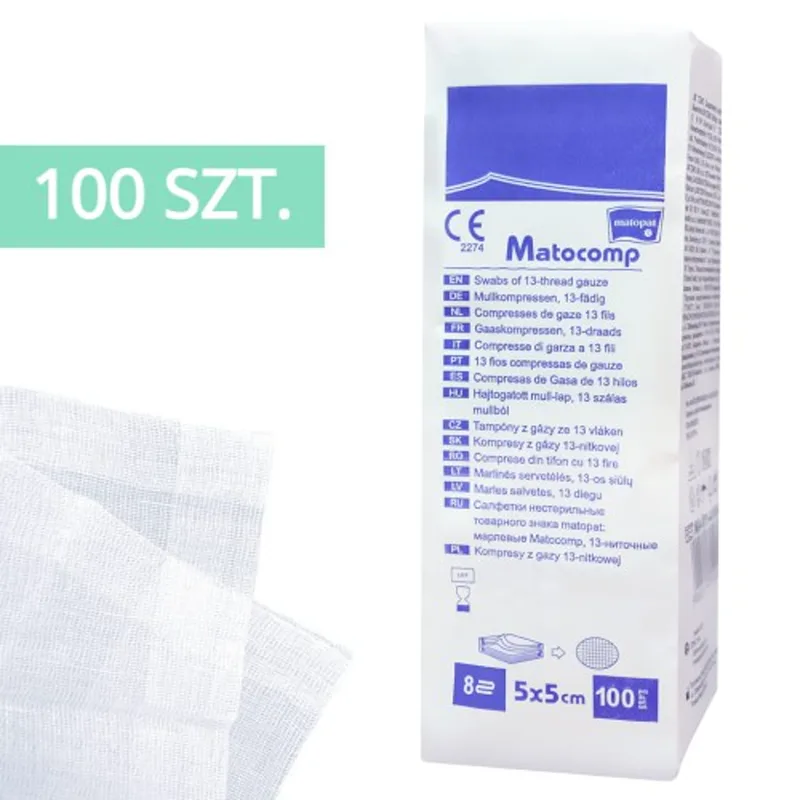 Kompresy niejałowe z gazy 13N 12W 5x5cm A100 TZMO