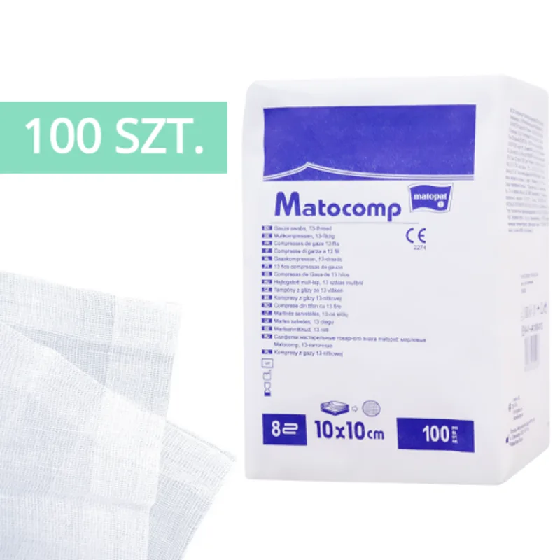 Kompresy niejałowe z gazy 13N 12W 10x10cm A100 TZMO